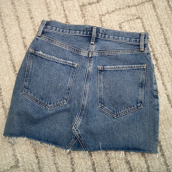 AGOLDE Distressed Button Front Denim Mini Skirt Size 25 - Picture 3 of 6